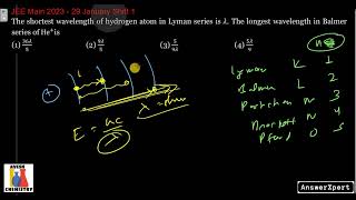 The shortest wavelength of hydrogen atom in Lyman series is 𝜆 The longest wavelength in Balmer [upl. by Irret]