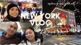 NEW YORK DAY 1 VLOG  ice skating exploring nyc bryant park winter village [upl. by Aivul]