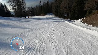 34mph skiing FAST down whole RED AIGLE from top of Vallandry lift  Les Arcs GoPro HD POV Mar 2023 [upl. by Etnud]