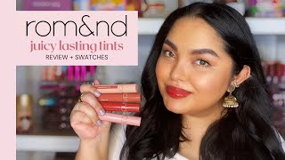 Romampnd Juicy Lasting Tint Review amp Swatches on MORENA Skin  Jay Gurbuxani [upl. by Nylarac]