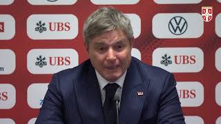 Liga nacija Švajcarska  Srbija 11  Konferencija za medije Dragan Stojković [upl. by Willing]