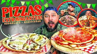 Probando la PIZZA CON PLÁTANOS FRITOS Sabritas y más  🤤 Pizzas EXTRAVAGANTES 🍕 [upl. by Kissee]