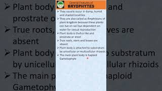 235 marksGeneral Features of BRYOPHYTES shorts biology neet [upl. by Adey]