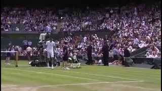 Rosol knocks over Rafa Nadals bottle  Wimbledon 2014 [upl. by Yrruc]