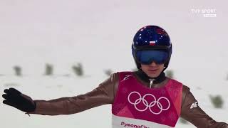 Kamil Stoch IO Pjongczang 2018 2 seria skocznia duża [upl. by Lindi38]