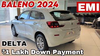 MARUTI SUZUKI BALENO DELTA 2nd BASE MODEL 2024 Price EMI Down payment Discount Updated in Detailed [upl. by Gurolinick]