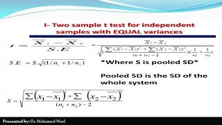 شرح ال unpaired t test for independent sample students t test [upl. by Nosral]