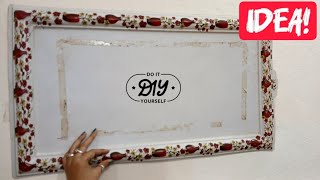 BRIGHT IDEA TO REUSE WASTE MIRROR FRAME 😱 😍 diy mirror frame [upl. by Sices]