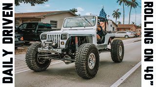 THIS JEEP YJ ON 4Os IS AWESOME WALKAROUND AND TEST DRIVE [upl. by Yla]