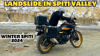 SPITI ENTER KARTE HI LANDSLIDE HO GAYI  WINTER SPITI 2024 DAY 2 ON ALL NEW HIMALAYAN 450 [upl. by Engedus]