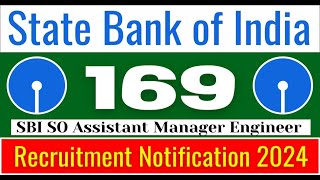 SBI SO Assistant Manager Recruitment 2024 – Apply Online for 169 Posts [upl. by Uttasta]