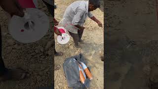 Explosive with the cord detonator installing drilled hole for blasting see full video on channel [upl. by Egbert]