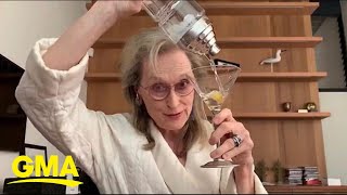 Meryl Streep sipping on a martini in a bathrobe is all of us l GMA Digital [upl. by Casi]