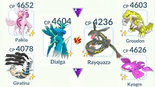 Shiny ORIGIN CREATION TRIO vs WEATHER TRIO Team in Pokemon GO [upl. by Kcired]