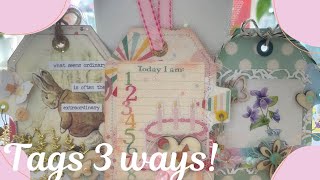 TUTORIAL Which is your favourite Daphne’s Diary Vintage or Scrapbook Paper JUNK JOURNAL TAGS [upl. by Garbers]