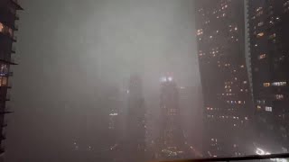 Dubai Skyline Obscured by Torrential Rain [upl. by Nimocks]