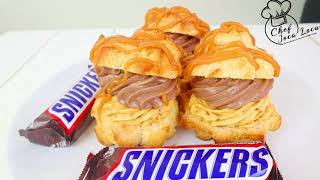 Snikers Princes Krofne  Snickers Cream Puffs How To Make The Creamiest Loaded Snickers Cream Puffs [upl. by Annelg]