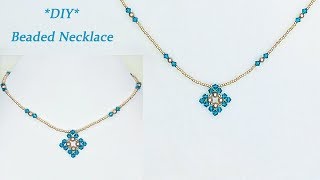 DIY Beaded Vintage Necklace and Pendant with Crystal Bicones Golden Pearls 手工串珠项链吊坠 [upl. by Amyas]