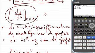 De richtingscoefficient van de raaklijn berekenen met GR Grafische rekenemachine Wiskunde B [upl. by Gillan]