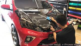 Ceramic Carbon Wrap Front Bonnet Myvi 2018 [upl. by Runck]