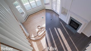 DuraSeal Dark Grey stain 3 coats Bona Traffic HD Xmatte on white oak hardwood floor [upl. by Akilam24]