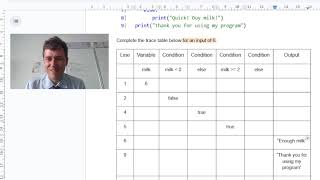 SOLVING a TRACE TABLE of a PROGRAM with an IF STATEMENT  Stage 9  Hodder  Computer Science [upl. by Aanas]