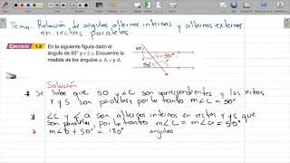 Ángulos alternos internos y alternos externos en rectas paralelas ejercicio 14 [upl. by Viole]