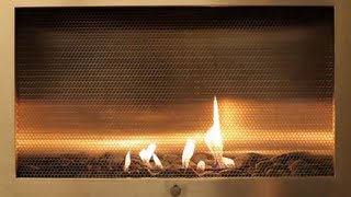 Fancy Stainless Steel Cabinet Fireplace  Yule Log Video [upl. by Teador639]