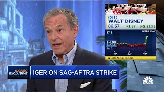 Disney CEO Bob Iger Im optimistic well figure out a deal with SAGAFTRA relatively soon [upl. by Ellemaj]