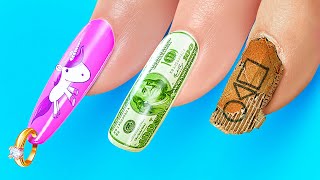 SHORT vs LONG vs GIGA LONG NAILS  Girly Problems amp Beauty Struggles Rich vs Poor Nails by 123 GO [upl. by Litsyrk996]