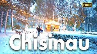 4K Ultra HDR  Snow in Chisinau walking tour Moldova November 26 2023 [upl. by Amii]