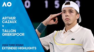 Arthur Cazaux v Tallon Griekspoor Extended Highlights  Australian Open 2024 Third Round [upl. by Nnylaj947]