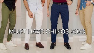 MUST HAVE CHINOS AND PANTS FOR MEN 2023  HOW TO STYLE CHINOS  CHINOS FASHION HAUL [upl. by Retloc773]