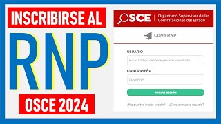 ¿Cómo inscribirse en el Registro Nacional de Proveedores del Estado RNP  OSCE 2024 Paso a Paso [upl. by Shaylah]