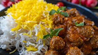 Hackfleischbällchen in Tomatensoße mit Reis  Kaleh Gonjeshki persian meatballs  کله گنجشکی [upl. by Kurtzig]