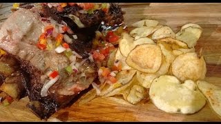 Asado inyectado con vino tinto y papas fritas picantes [upl. by Helbonna24]