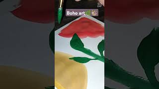 Easy boho art for begginers 🌿💚youtubeshorts boho paintings [upl. by Atinar284]