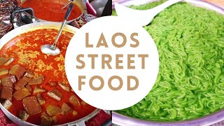 Laos Street Food Alley at Khua Din Market Vientiane Laos [upl. by Allin]