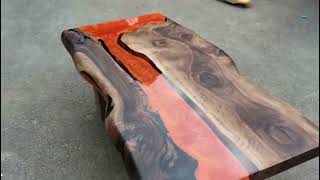 Dark Walnut Lava Orange Epoxy Table [upl. by Ginsburg552]