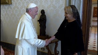 Prime minister of Romania presents Holy Father with tree seeds for Vatican Gardens [upl. by Nlyak]