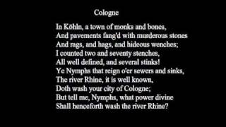 Samuel Taylor Coleridge  Poem Cologne [upl. by Nossila]