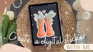 🪴 How to Create a Digital Sticker  Procreate Tutorial  Digital Stickers for Goodnotes [upl. by Yajeet]