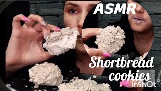 White chalky paste on solid shortbread asmr mukbang [upl. by Ahsinut]