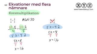 Z 43 Ekvationer med flera nämnare [upl. by Sathrum]