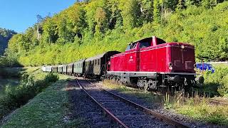 V100 BR 212 133 mit Donnerbüchsen Dampfbahn fränkische Schweiz Behringersmühle [upl. by Atiekahs]