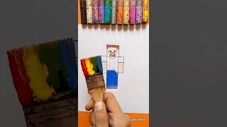 Minecraft Steve colored brush paint satisfying art short steve viral [upl. by Eidoj670]