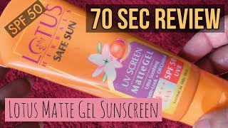 Lotus Safe Sun Matte Gel Sunscreen Review  SPF 50  Ishita Bathla [upl. by Utham]