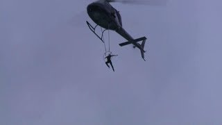 Erendira Wallenda hangs by teeth from chopper over Niagara Falls [upl. by Dyoll294]