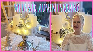 Weisser Adventskranz 🌟🤍🕯 Weihnachtsdeko 🤍 Adventsdeko 🕯 [upl. by Carbrey]