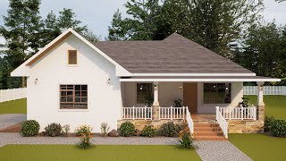 Simple house design 4 bedrooms bungalow with dimensions 2 car garage and porches [upl. by Blithe]